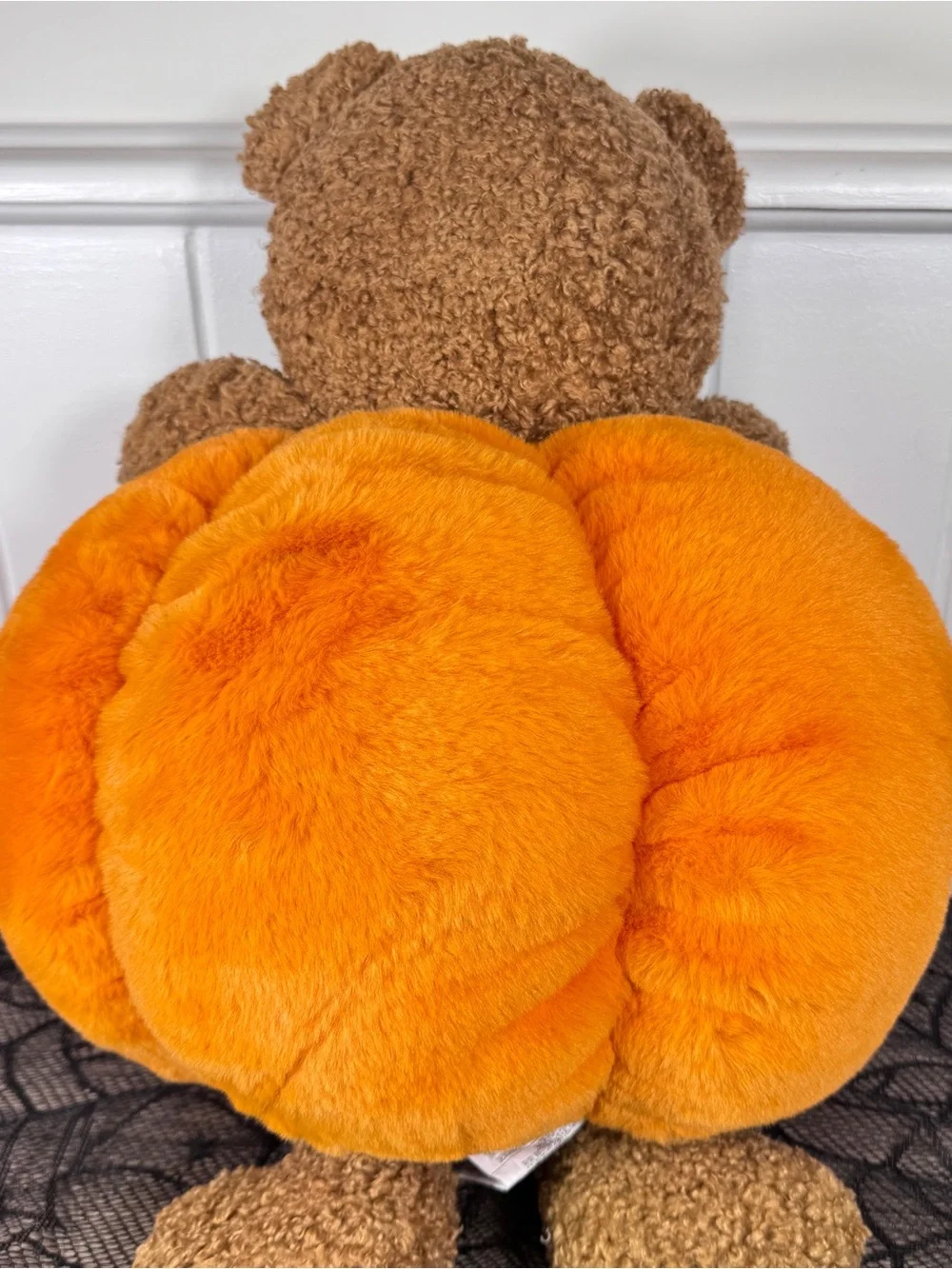NEW Teddy Bear in a Pumpkin Halloween Pillow Plush 27”